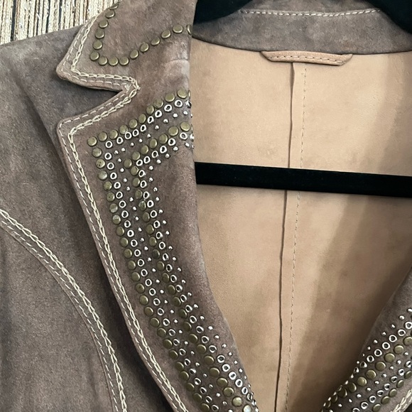 Studded Brown Leather Jacket - Picture 3 of 14